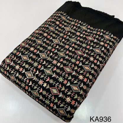 Thread Embroidered Sequins Cotton Silk Fabric KA936