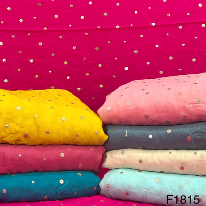Zari Sequins Viscose Organza Fabric-F1815
