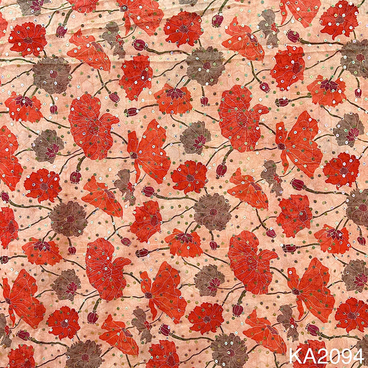 Printed Sequins Georgette Fabric-KA2094