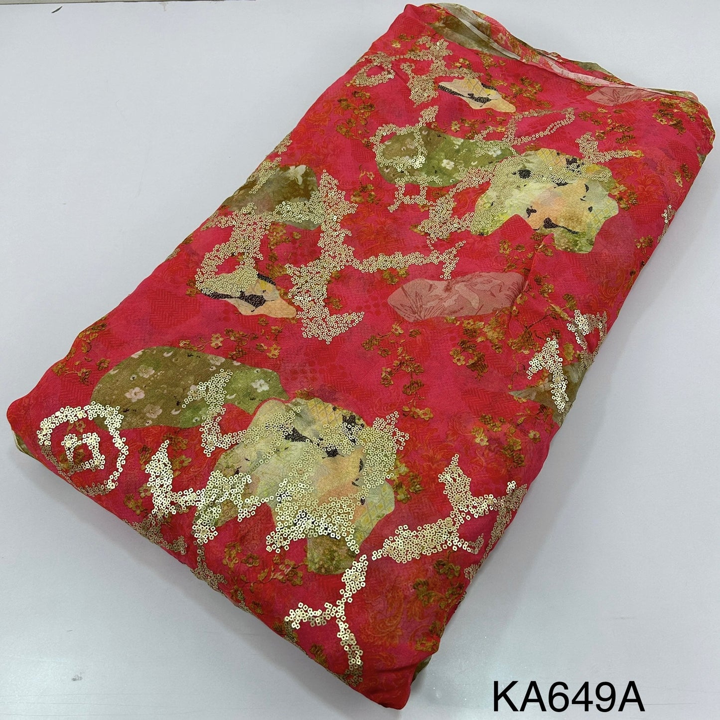 Printed Sequins Georgette Fabric-KA649