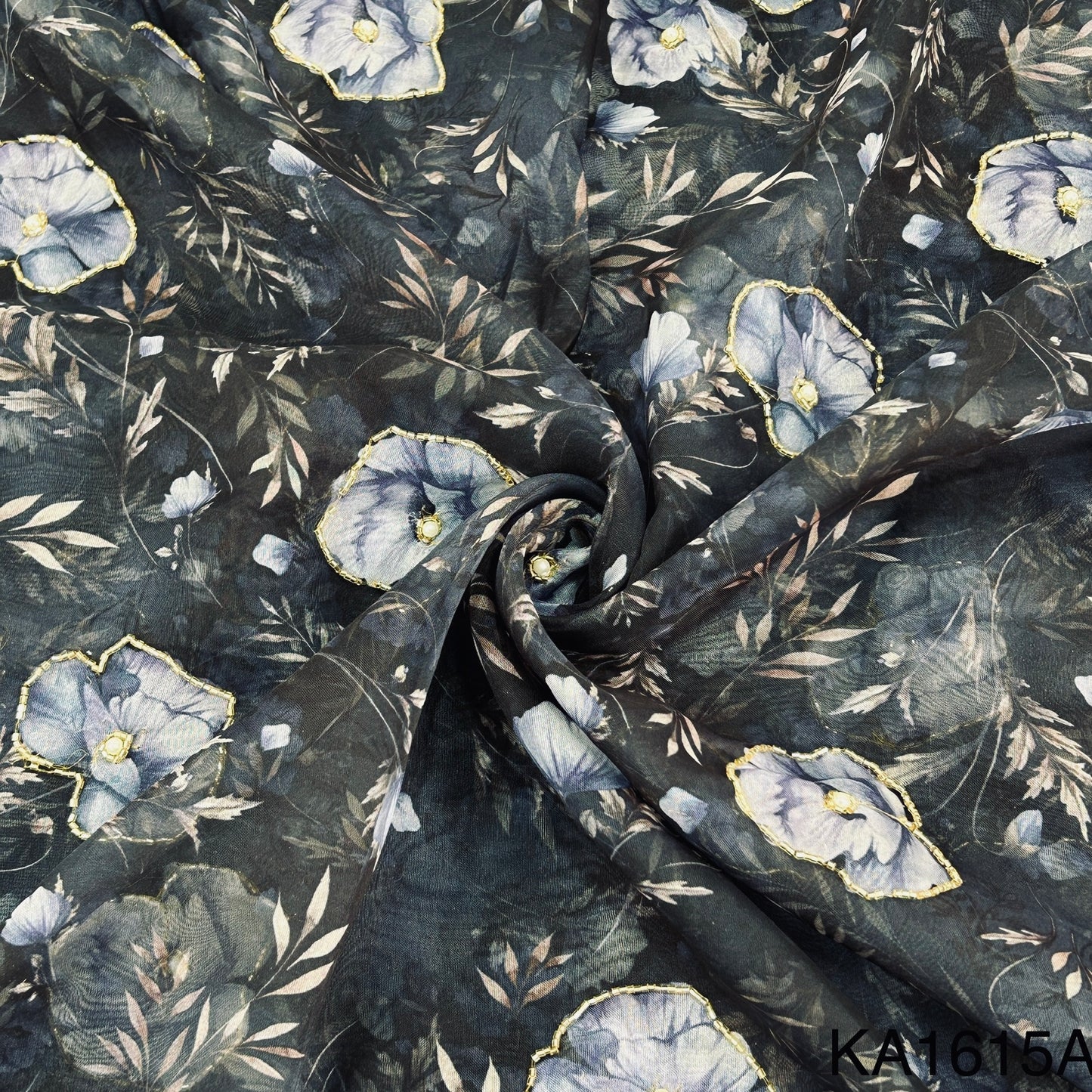 Printed Organza Cut Dana Handwork FAbric-KA1615