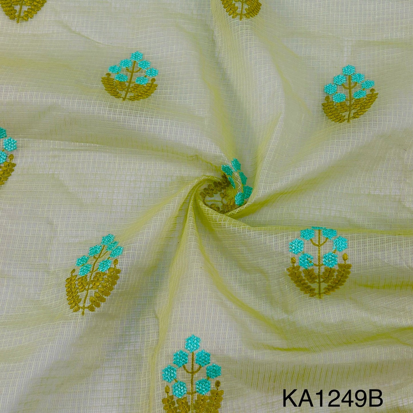 Embroidered Kota Cotton Fabric-KA1249