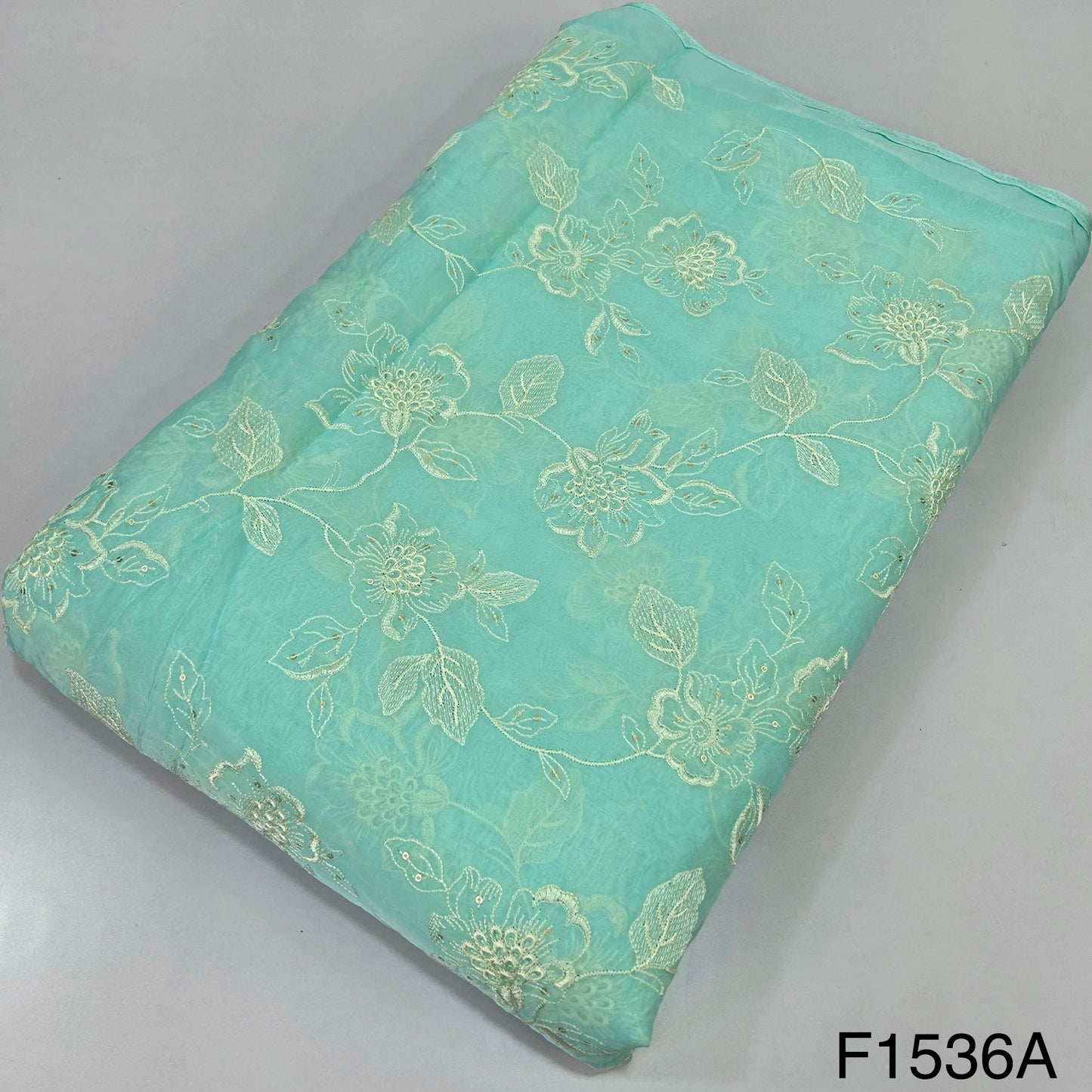 Thread Sequins Embroidered Organza Fabric-F1536