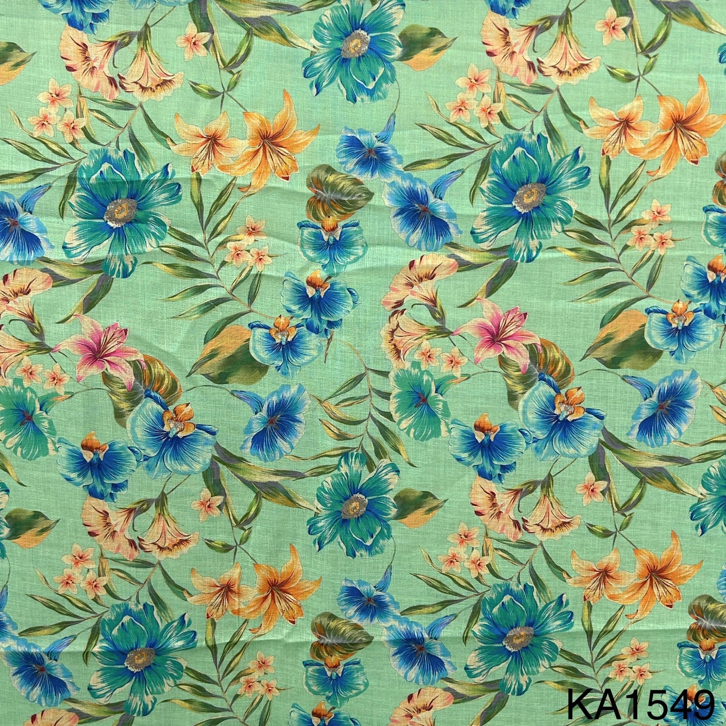 Floral Print Linen Cotton Fabric-KA1549