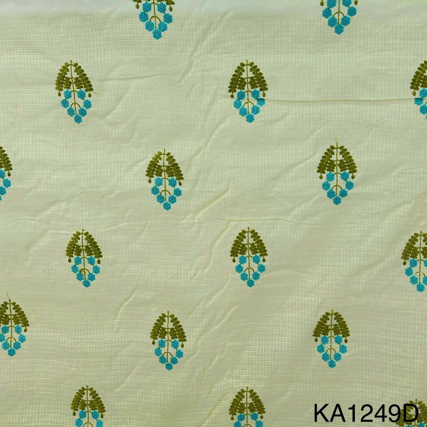 Embroidered Kota Cotton Fabric-KA1249