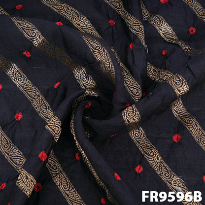 Zari Stripes Bandhani Print Silk Fabric- FR9596