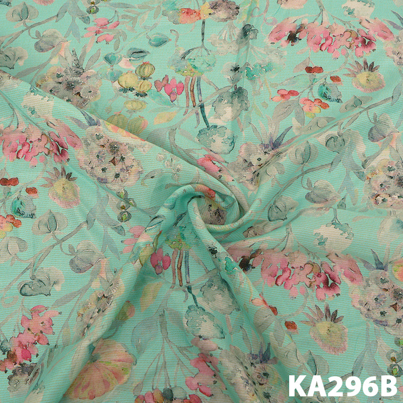 Printed Viscose Crepe Lurex Fabric-KA296