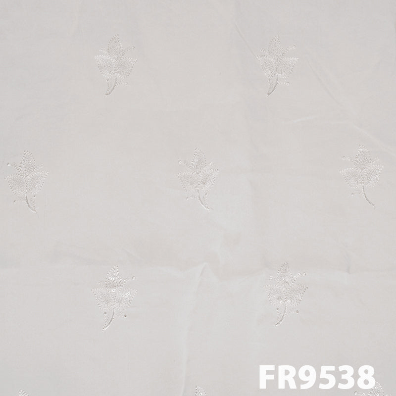 Dyeable Embroidered Sequins Organza Fabric-FR9538