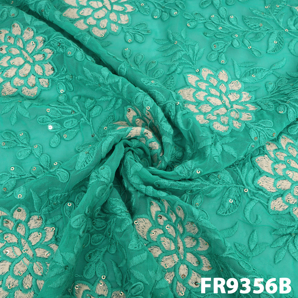 Thread Sequins Embroidered Georgette Fabric-FR9356