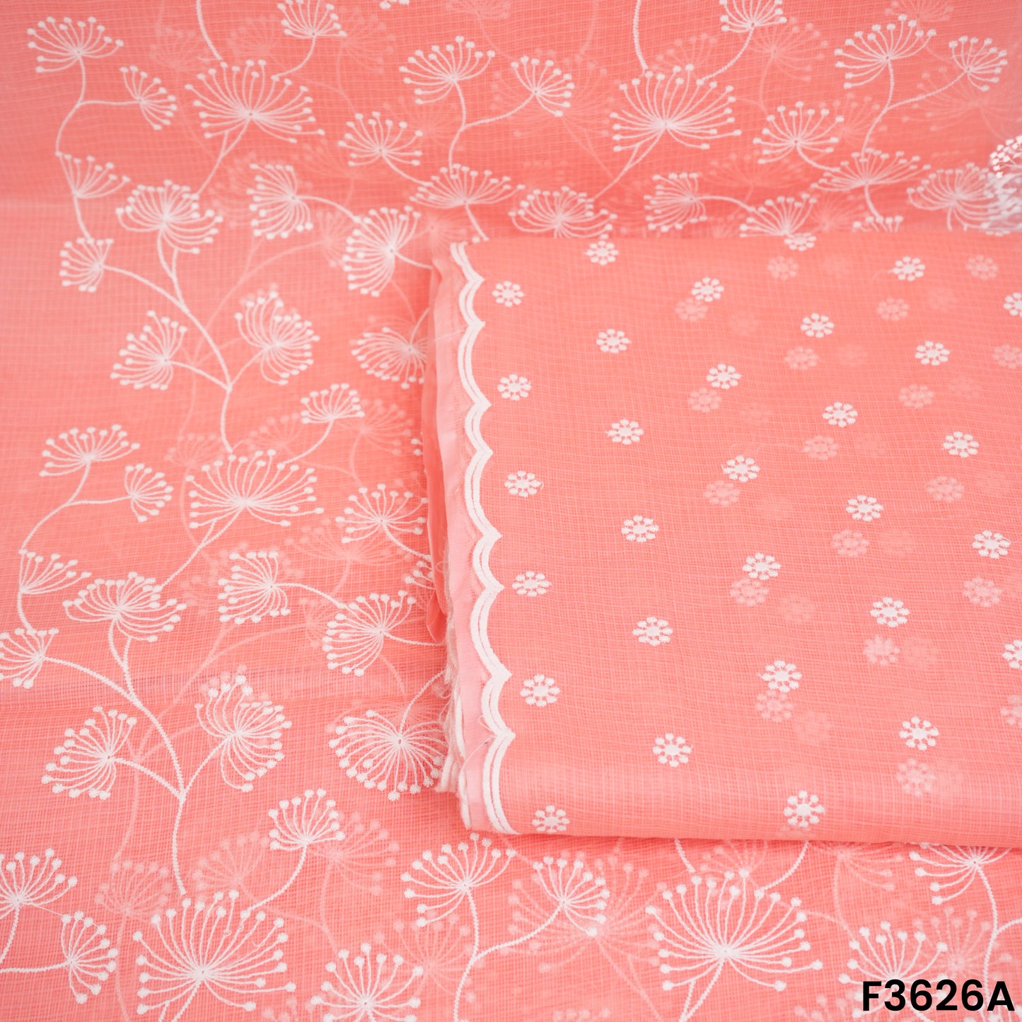 Thread Embroidered Kota Cotton Fabric-F3626