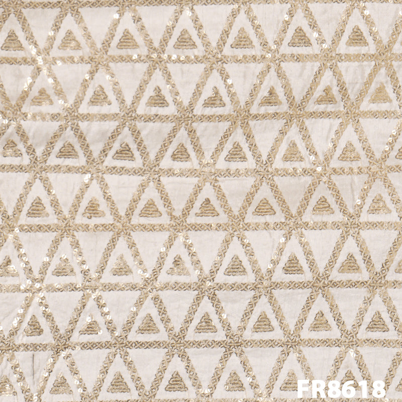 Dyeable Embroidered Seqiuns Silk Fabric-FR8618