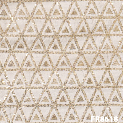 Dyeable Embroidered Seqiuns Silk Fabric-FR8618