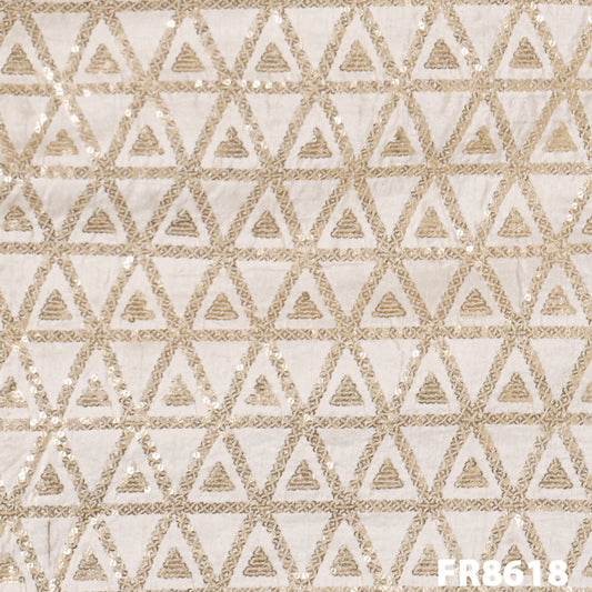 Dyeable Embroidered Seqiuns Silk Fabric-FR8618