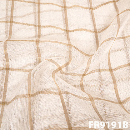 Zari Check Jute Silk Fabric-FR9191