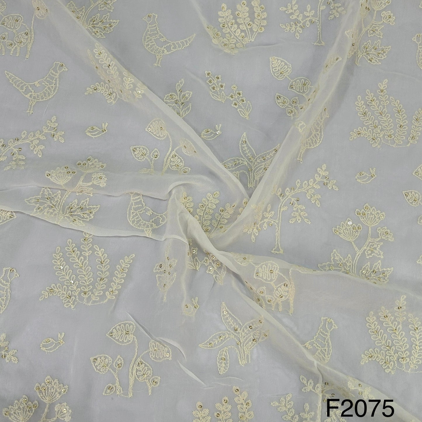 Thread Sequins Dyeable Georgette Fabric-F2075