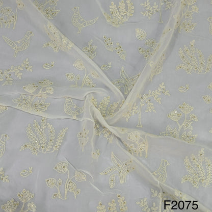 Thread Sequins Dyeable Georgette Fabric-F2075