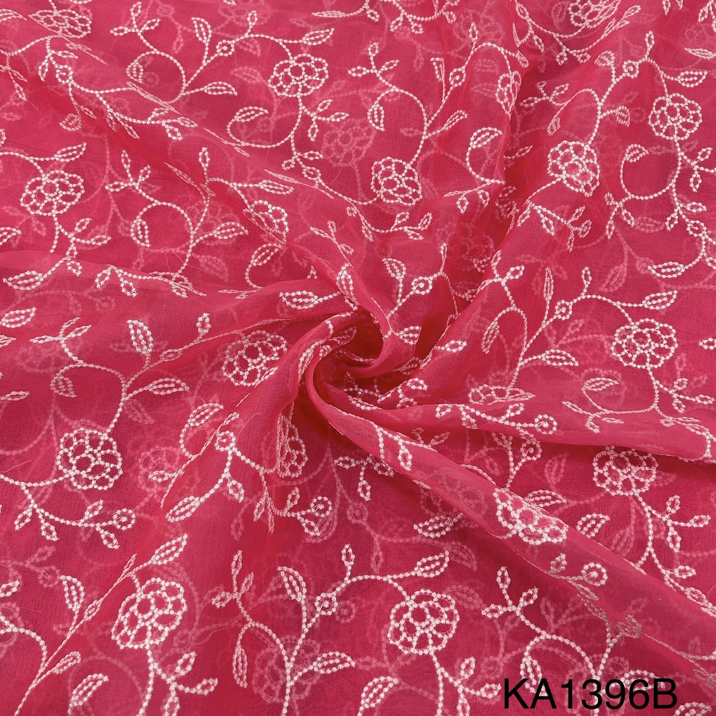 Thread Embroidered Pure Silk Organza FABRIC-KA1396