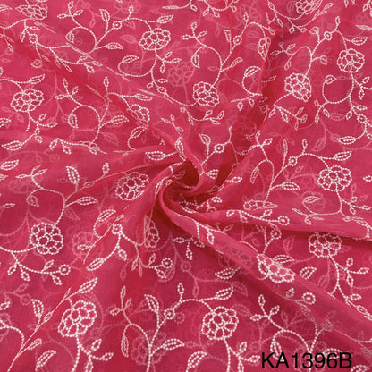 Thread Embroidered Pure Silk Organza FABRIC-KA1396