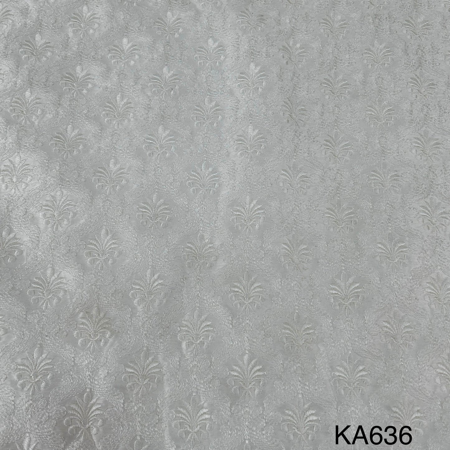 Thread Embroidered Dyeable Silk Fabric-KA636