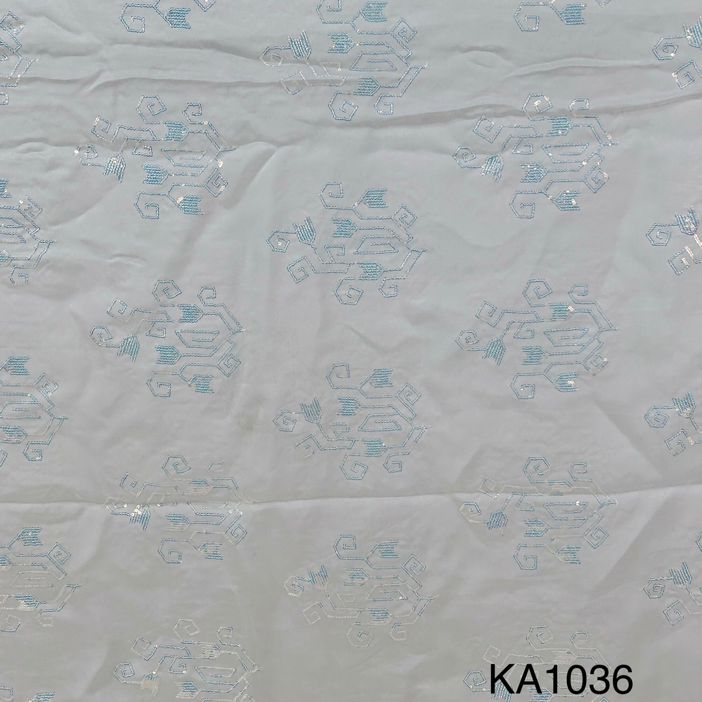 Dyeable Embroidered Sequins Organza Fabric-KA1036