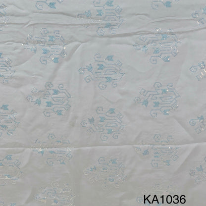 Dyeable Embroidered Sequins Organza Fabric-KA1036