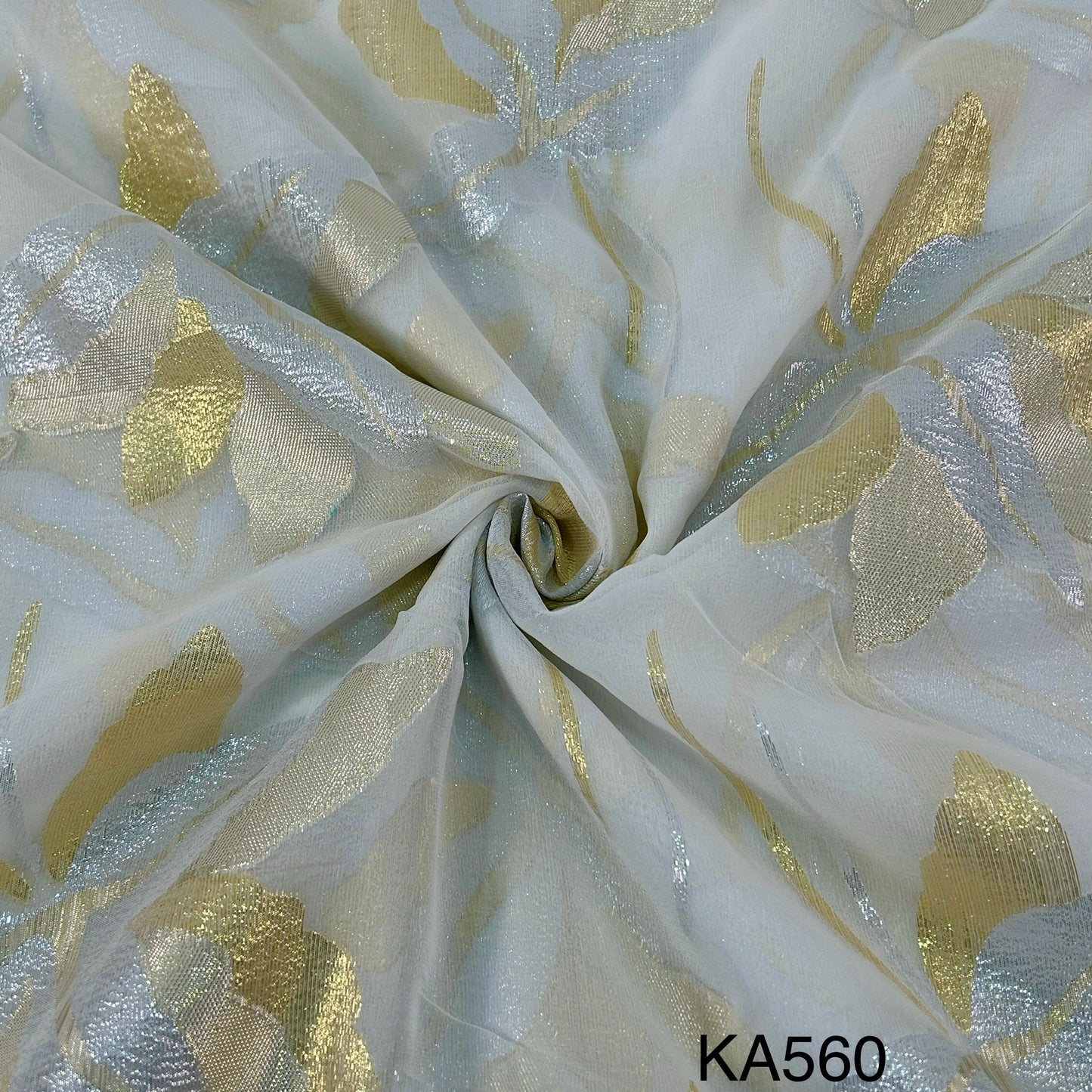 Dyeable Pure Embroidered Zari Georgette Fabric-KA560