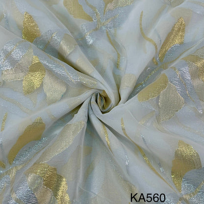 Dyeable Pure Embroidered Zari Georgette Fabric-KA560