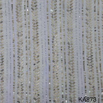 Dyeable Embroidered Sequins Georgette Fabric-KA873