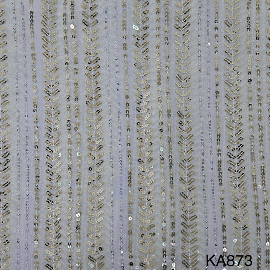 Dyeable Embroidered Sequins Georgette Fabric-KA873