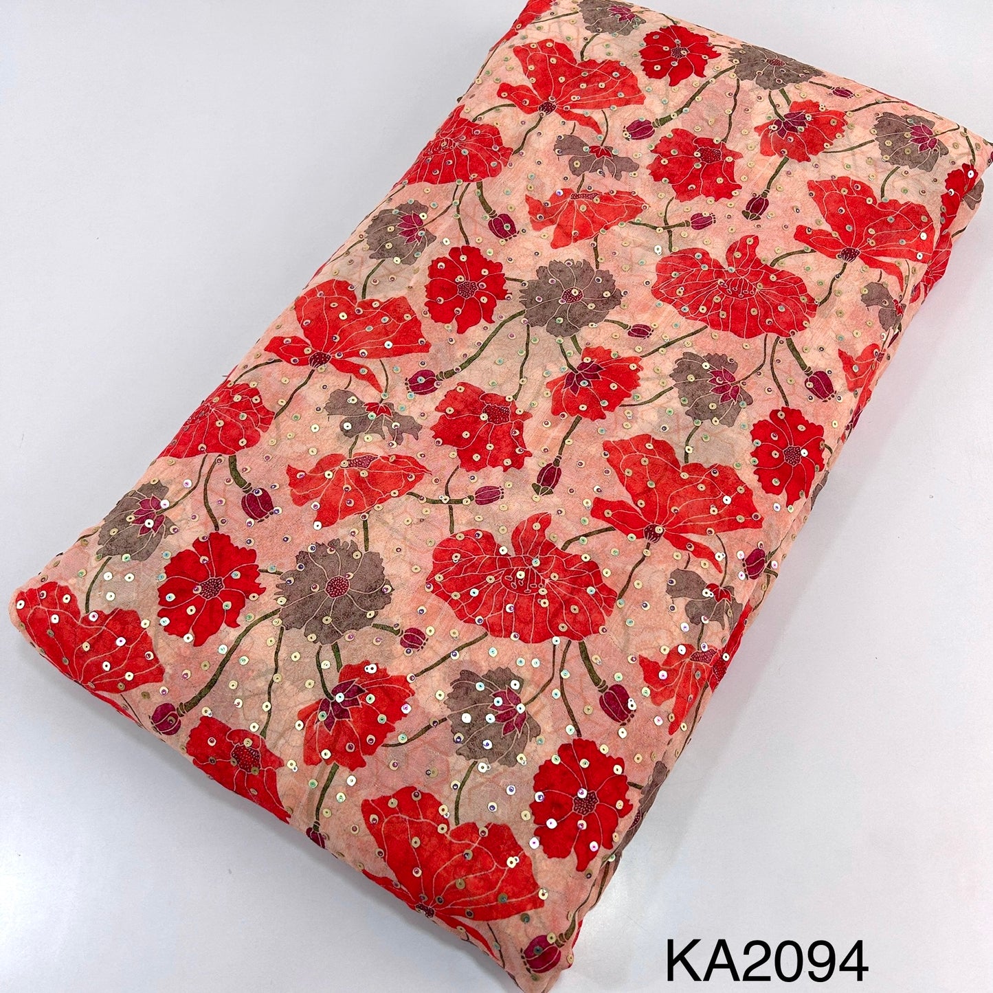 Printed Sequins Georgette Fabric-KA2094