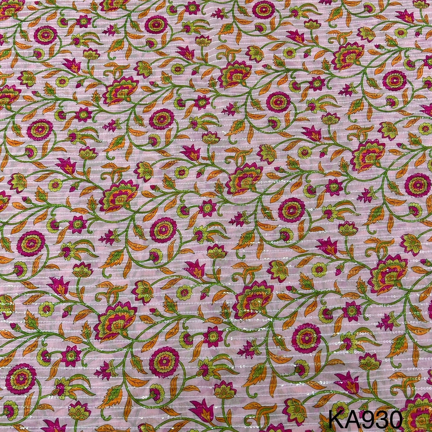 Printed Sequins Organza Fabric-KA930