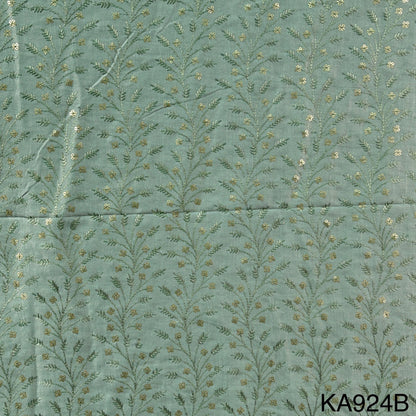 Thread Embroidered Sequins Cotton Silk Fabric KA924