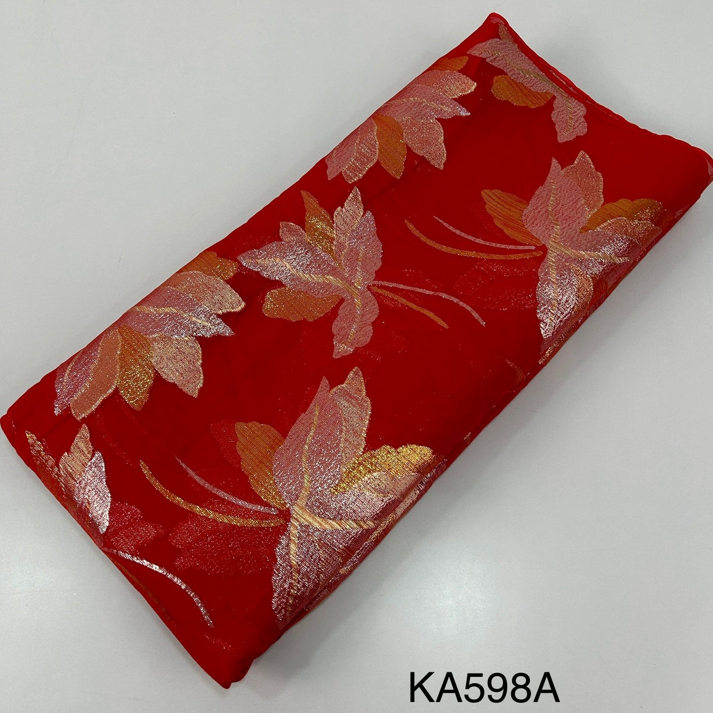 Pure Zari Embroidered Georgette Fabric-KA598