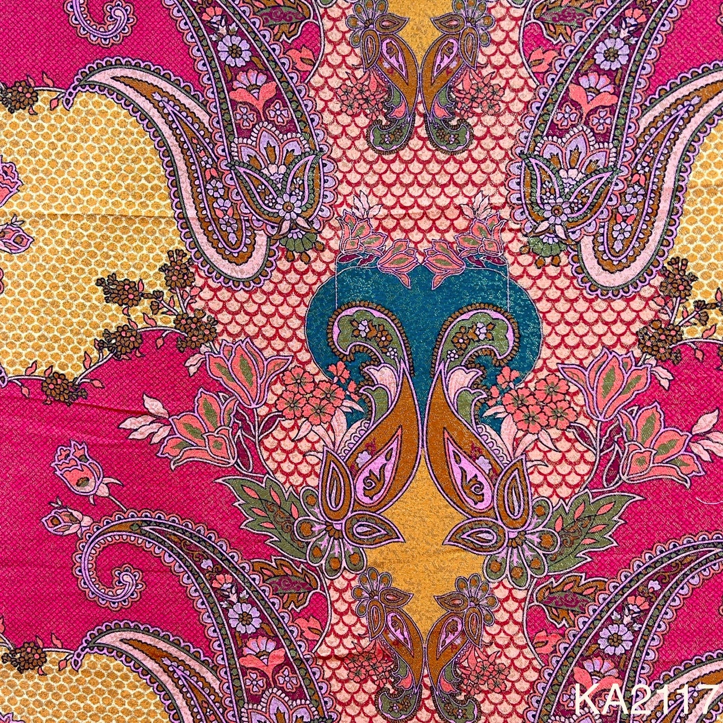 Printed Banarasi brocade Fabric-KA2117