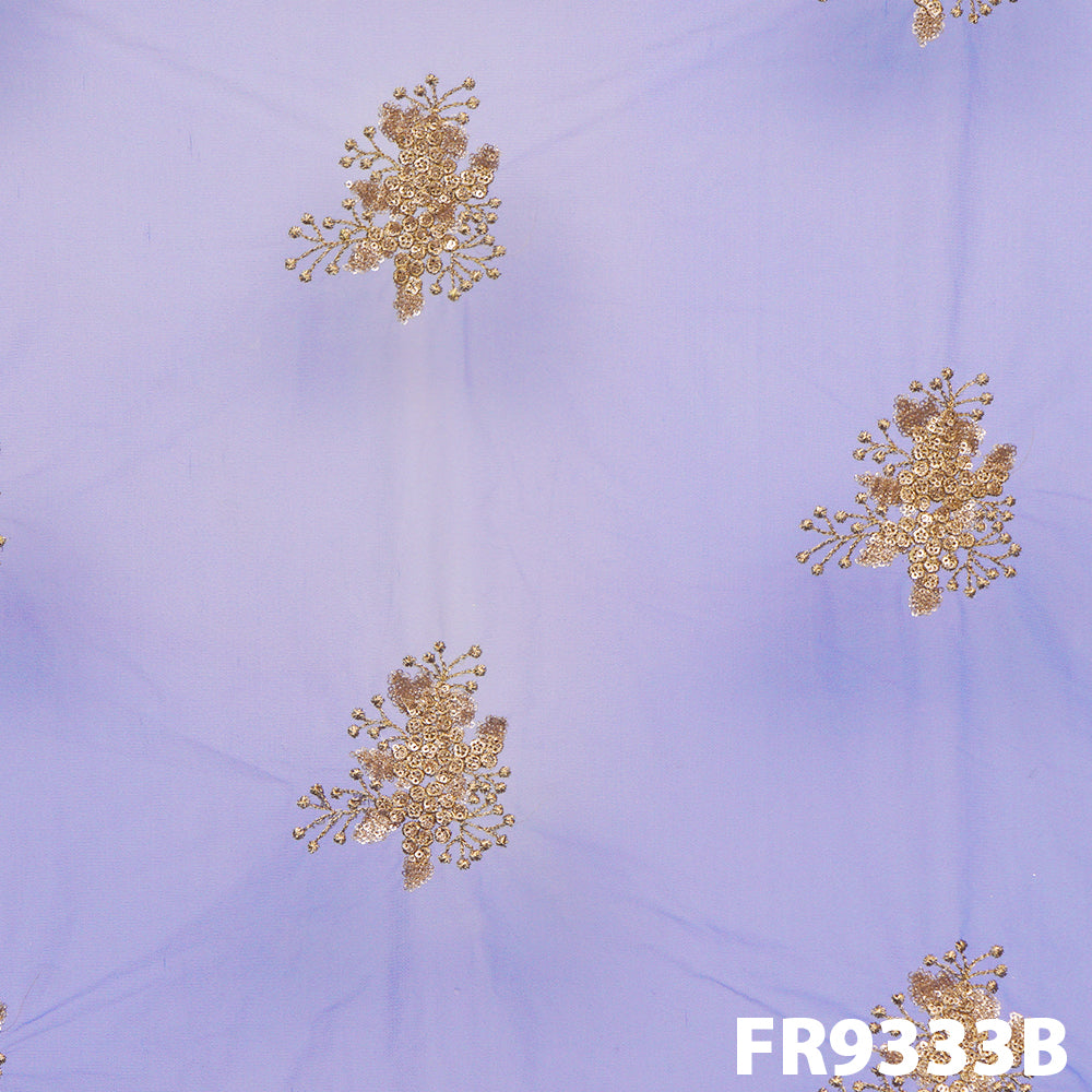 Embroidered Zari Net Fabric-FR9333