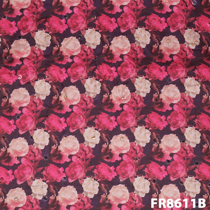 Printed Sequins Semi Silk Fabric-FR8611