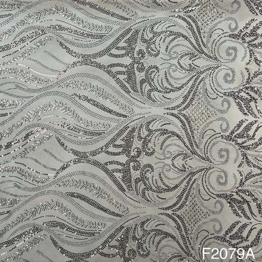 Imported Net With Sequins Beads Fabric - F2079