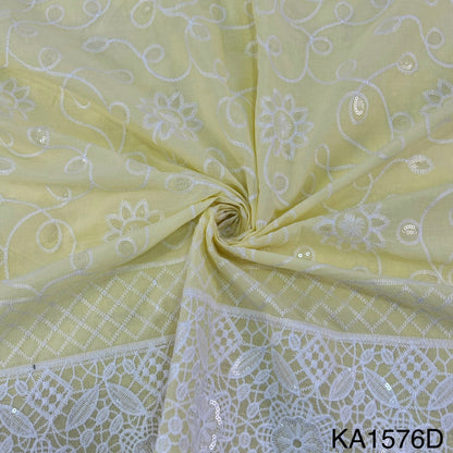 Embroidered Sequins Cotton Fabric-KA1576