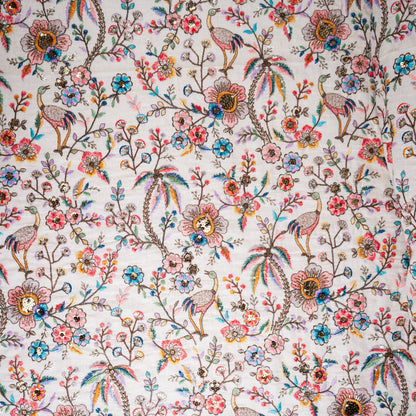 Thread Sequins Embroidered Cotton Fabric-F3612