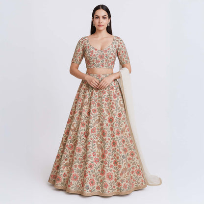 Thread Sequins Embroidered Cotton Fabric-F3612