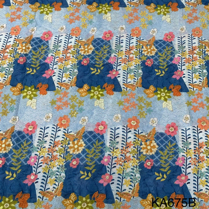 Position Print Zari Sequins Chinon Fabric-KA675