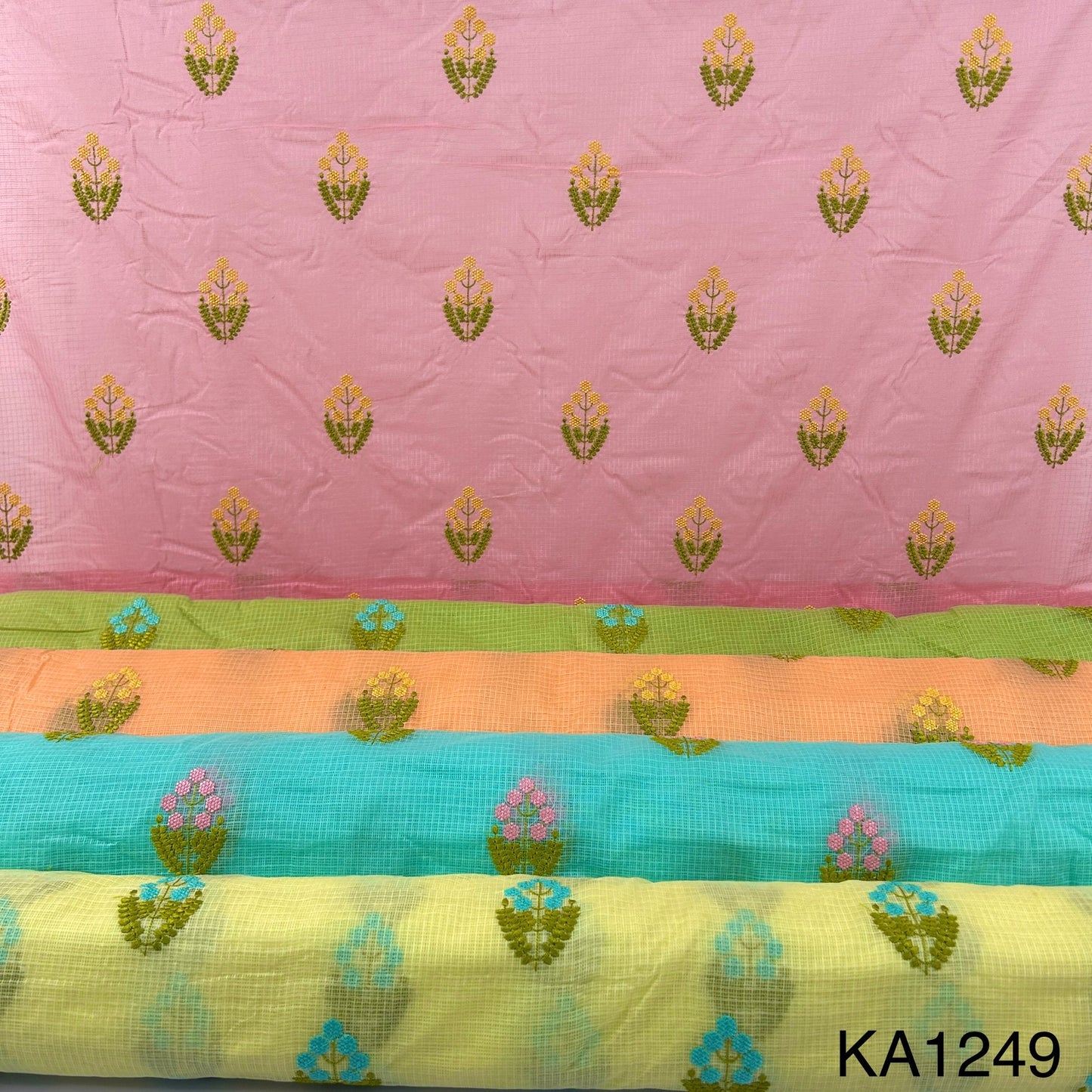 Embroidered Kota Cotton Fabric-KA1249