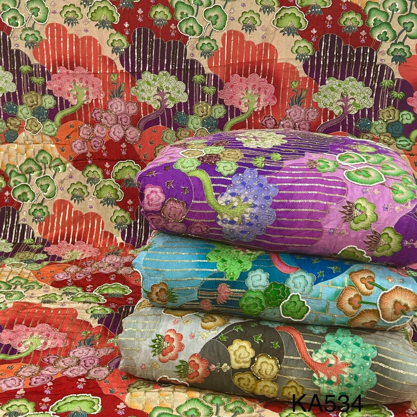 Position Print Zari Sequins Beads Cut Dana Work Crepe Fzbric-KA534