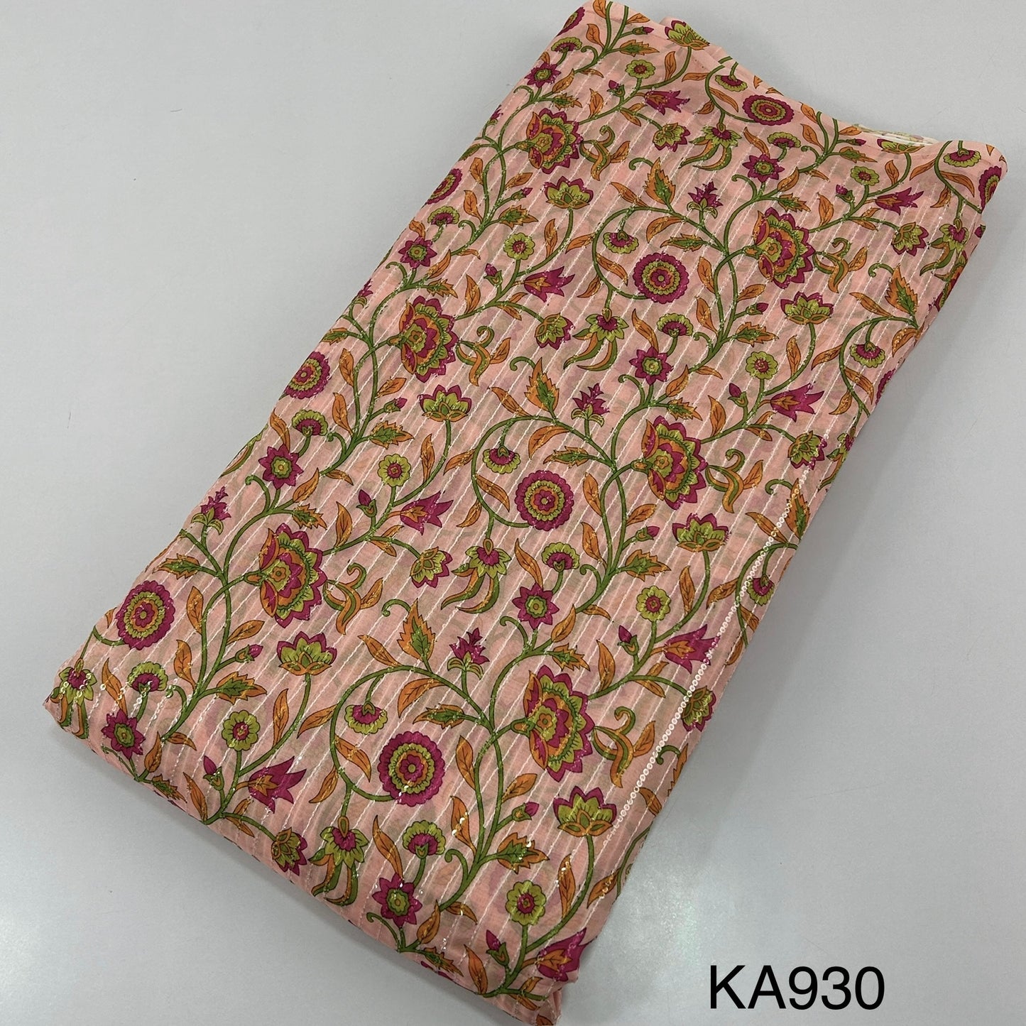 Printed Sequins Organza Fabric-KA930