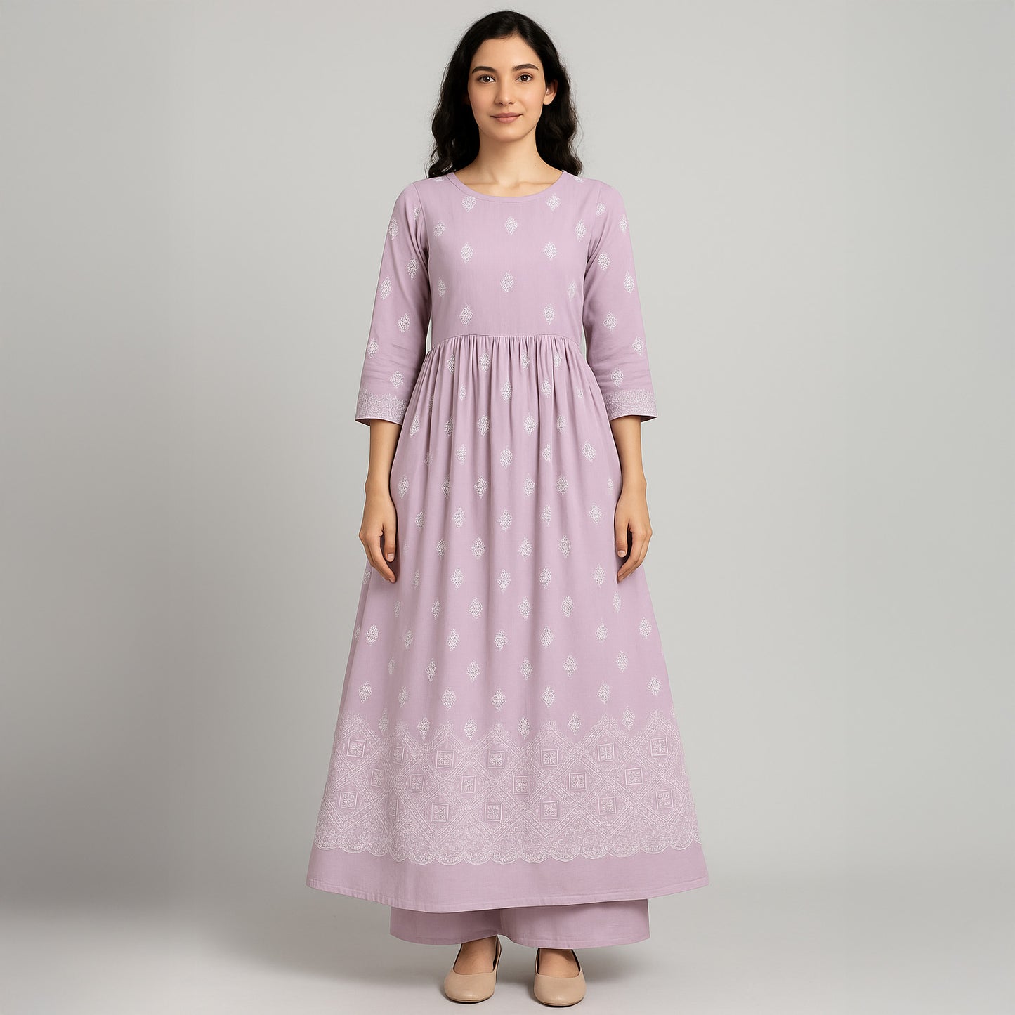 Hakoba Chikankari Cambric Cotton Fabric-F3622