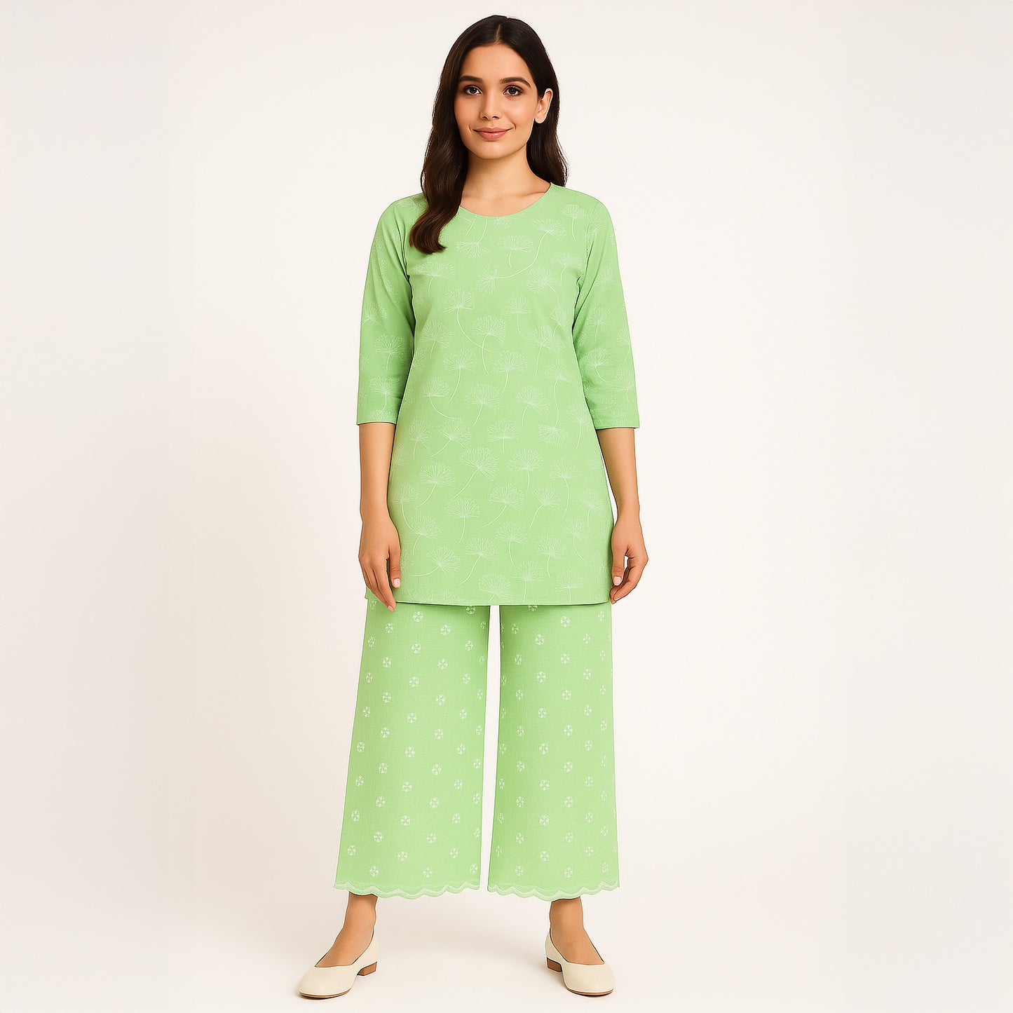 Thread Embroidered Kota Cotton Fabric-F3626