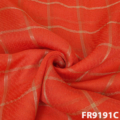 Zari Check Jute Silk Fabric-FR9191