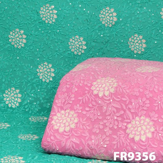 Thread Sequins Embroidered Georgette Fabric-FR9356