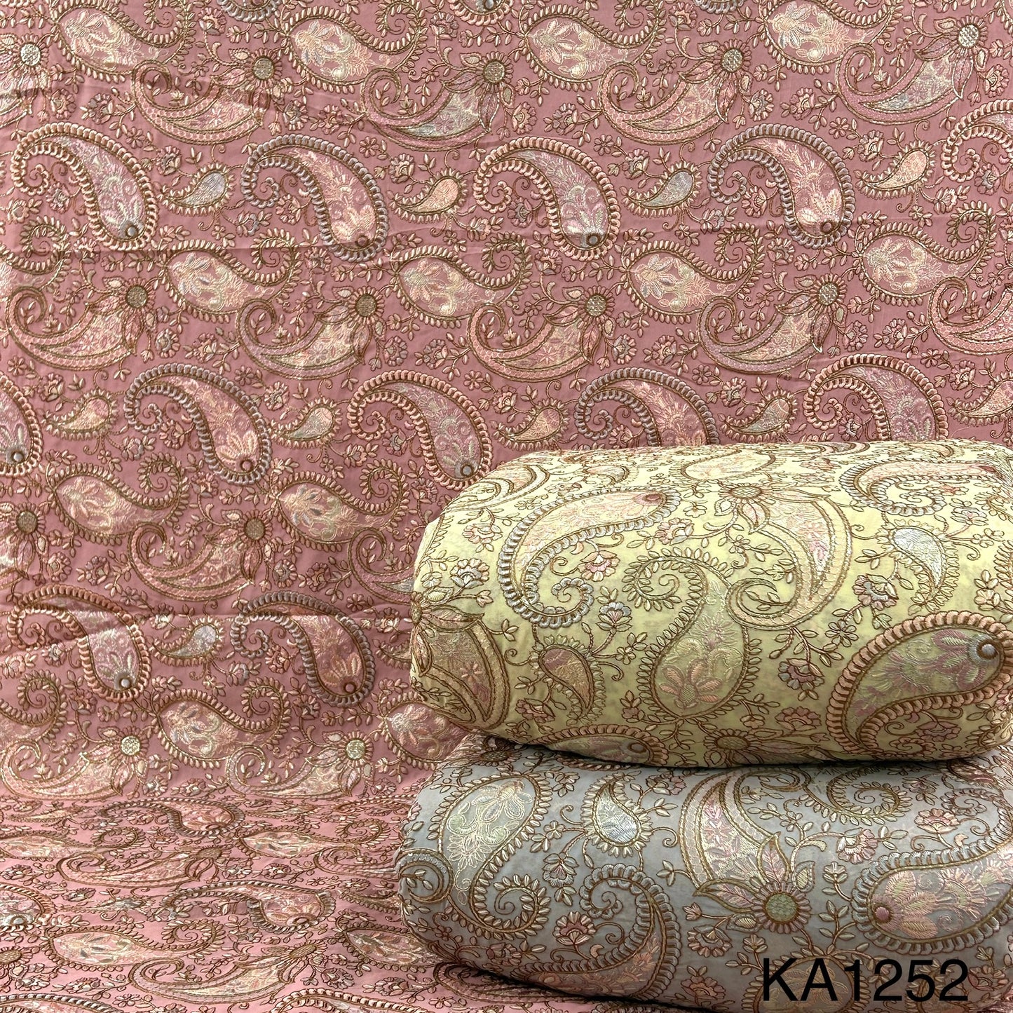 Thread Sequins Embroidered Georgette Fabric-KA1252