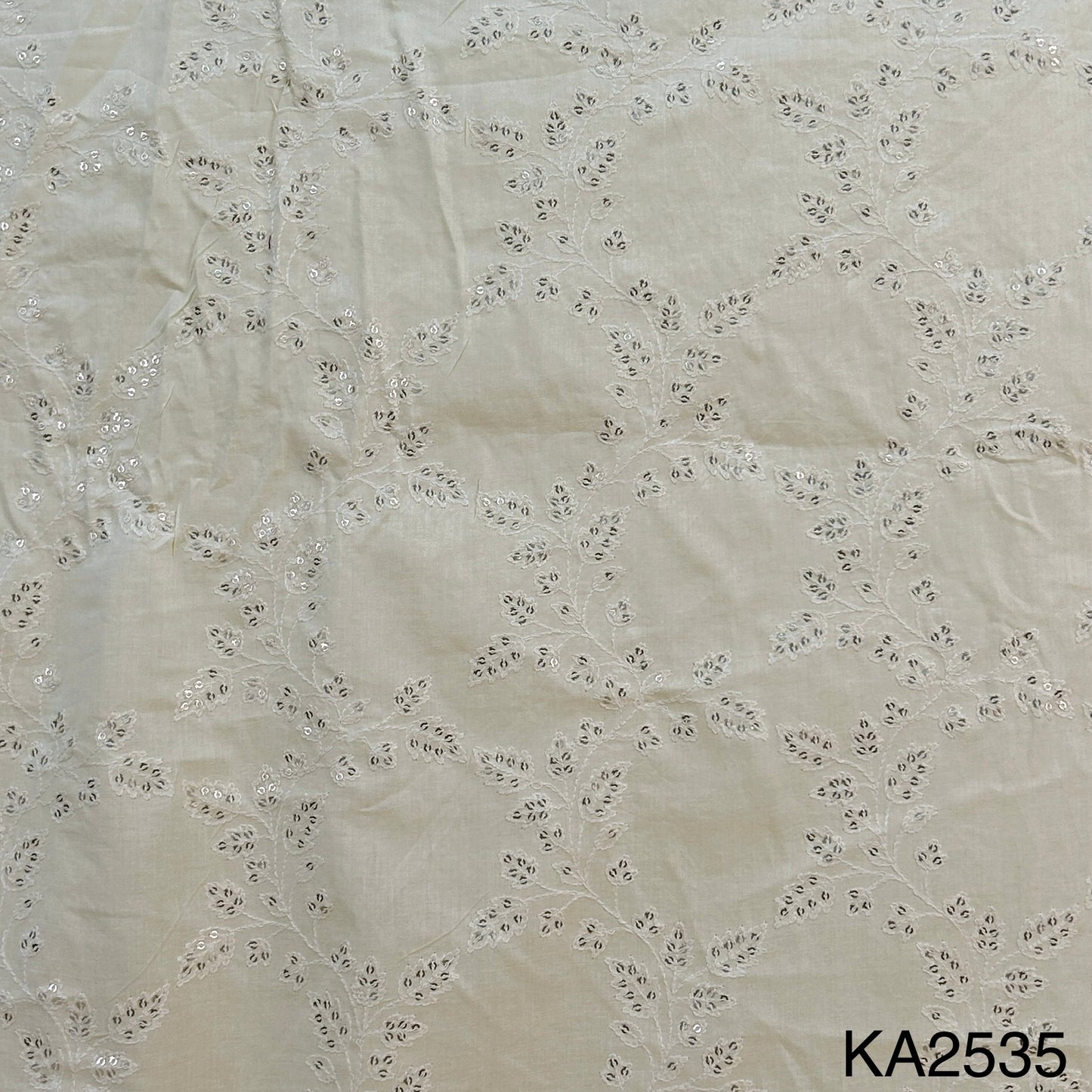 Thread Sequins Embroidered Cotton Fabric-KA2535